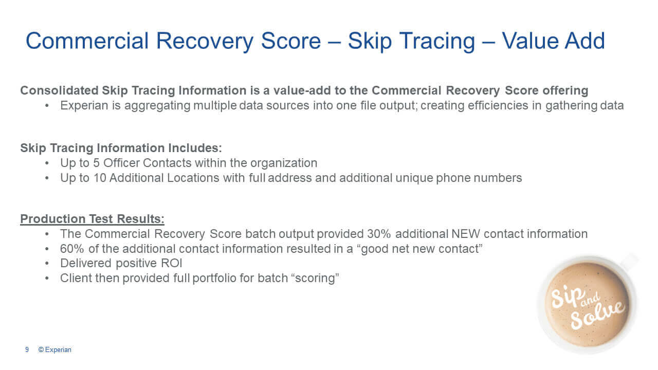 Commercial Recovery Score - Skip Tracing