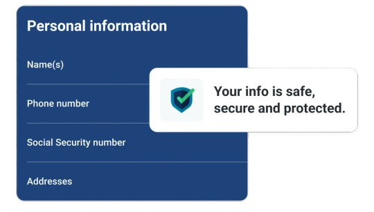 Graphic personal info secure and protected.