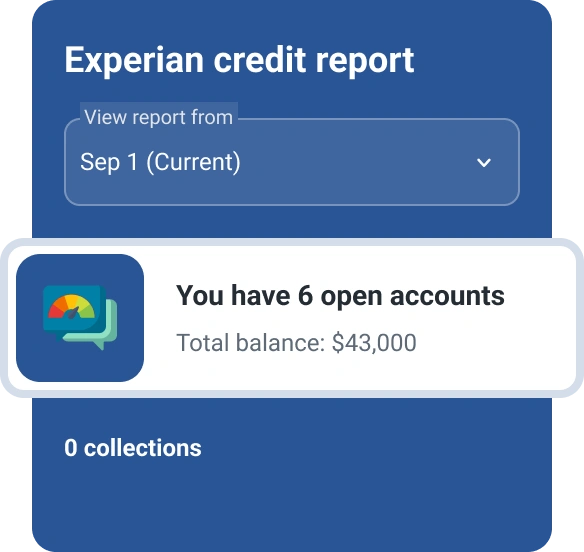 Graphic Experian report with open accounts.