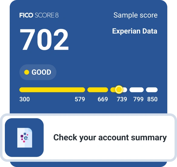 Graphic credit report and score with color band.