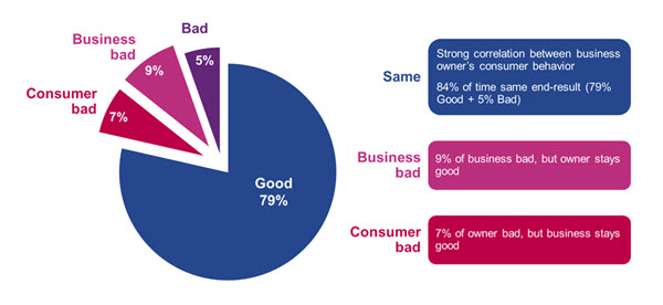 Experian comparison of risk between consumer credit and business owner credit