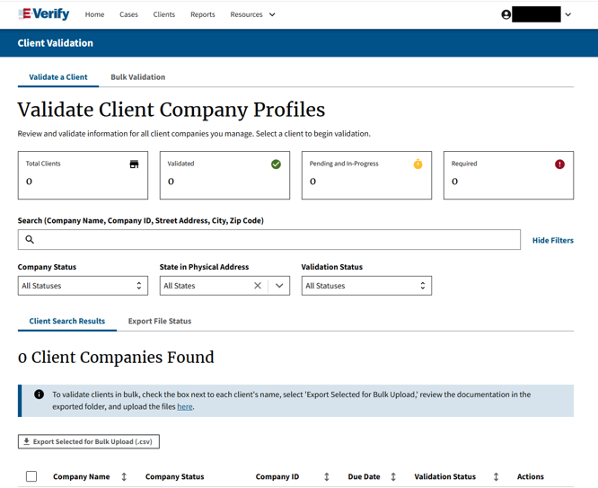 validate client company profiles