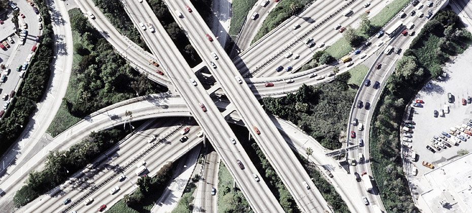 Ariel view of highway interchange