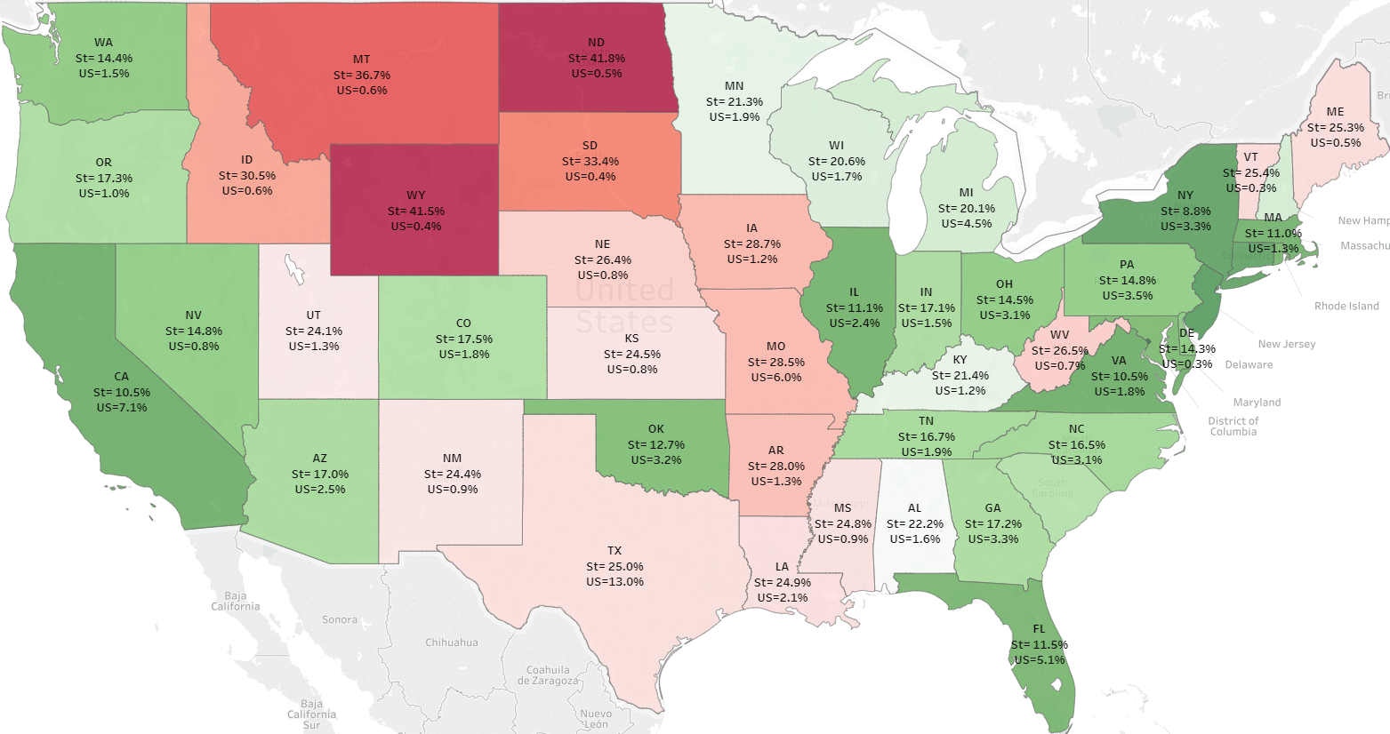 Heat map of US trucks