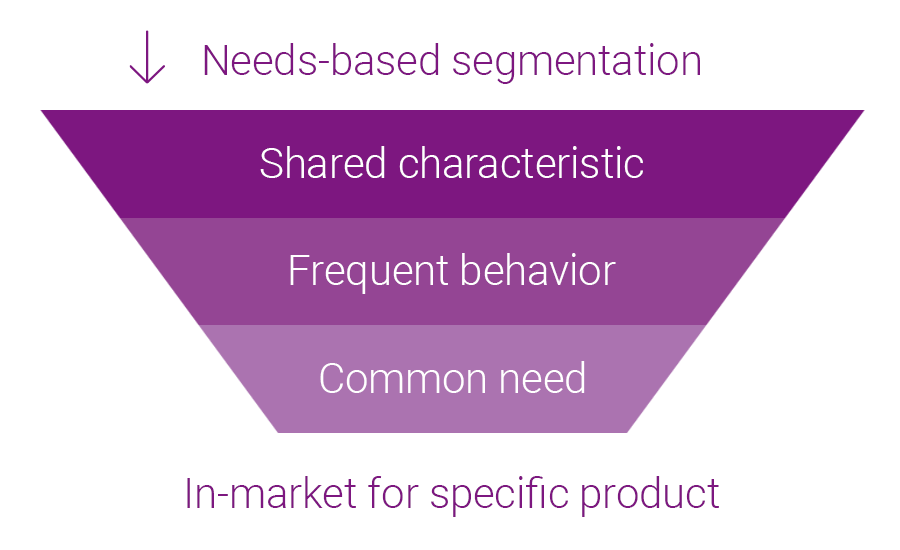 Needs-based segmentation funnel steps.