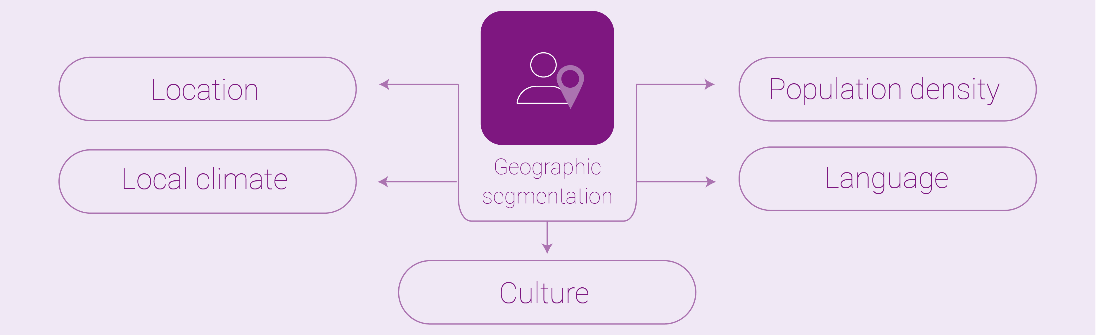 Five factors of geographic segmentation.