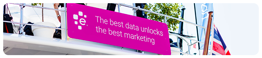 A banner on a boat at Cannes Lions that says, "The best data unlocks the best marketing."