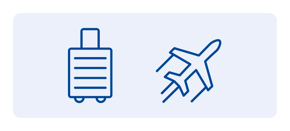 A suitcase and plane icon