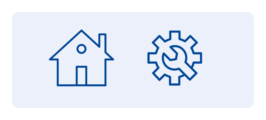 A house and settings icon