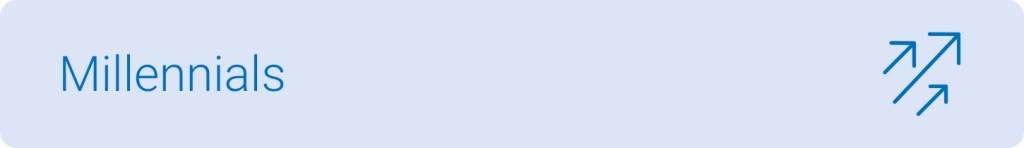 ‘Millennials’ with upward arrow icons