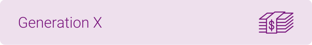 'Generation X’ with a stack of money icon