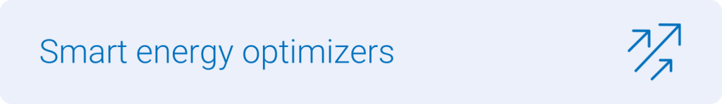 Smart energy optimizers and upward arrow icons on the right.