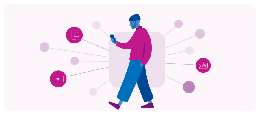 Consumer connected to multiple digital marketing touchpoints