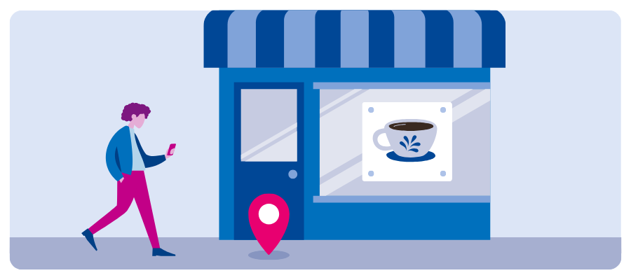 Shopper finding a local coffee shop