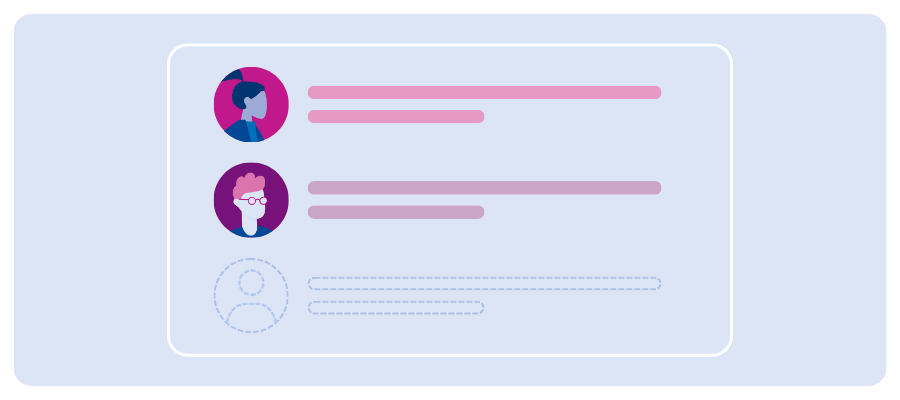 Two customer profiles and one incomplete profile