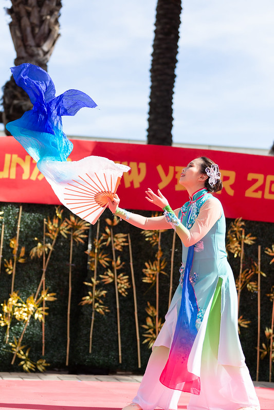 A dancer performs the Chinese sleeve dance