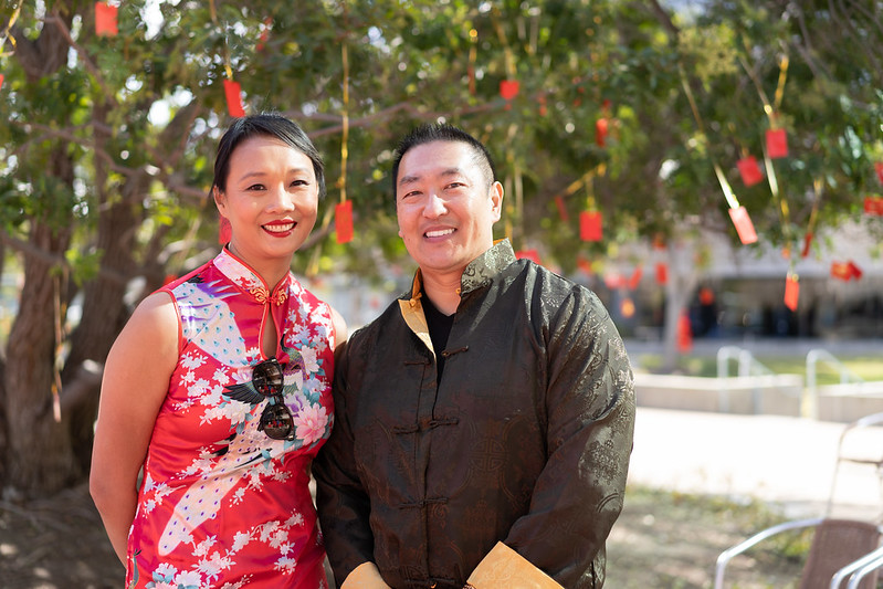 Dacy Yee and Jimmy Cheung in traditional wear at Experian's Lunar New Year celebration