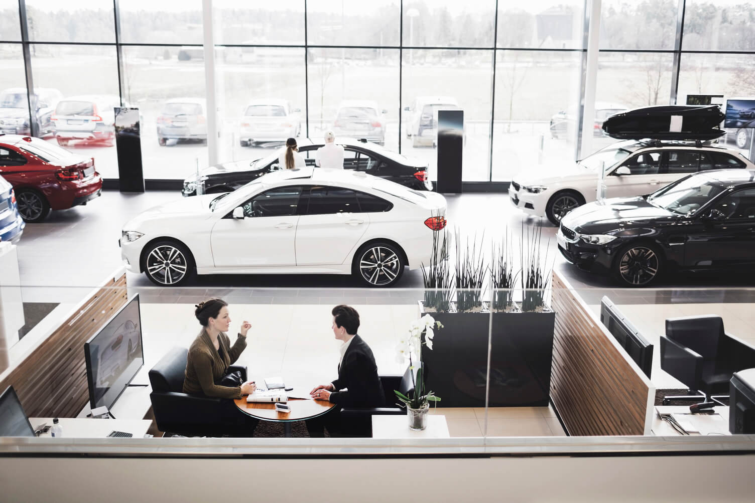 Inside of car dealership