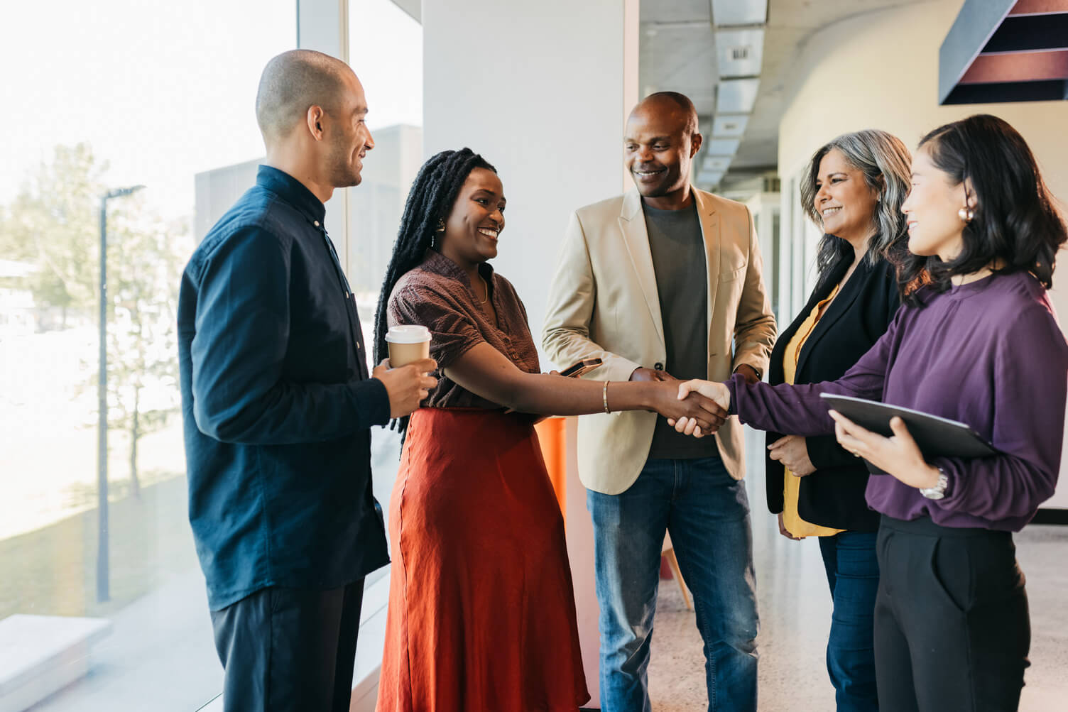 hand shake at a meeting