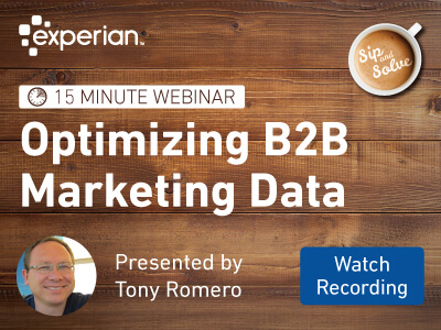 Optimizing B2B Marketing Data Sip and Solve Webinar