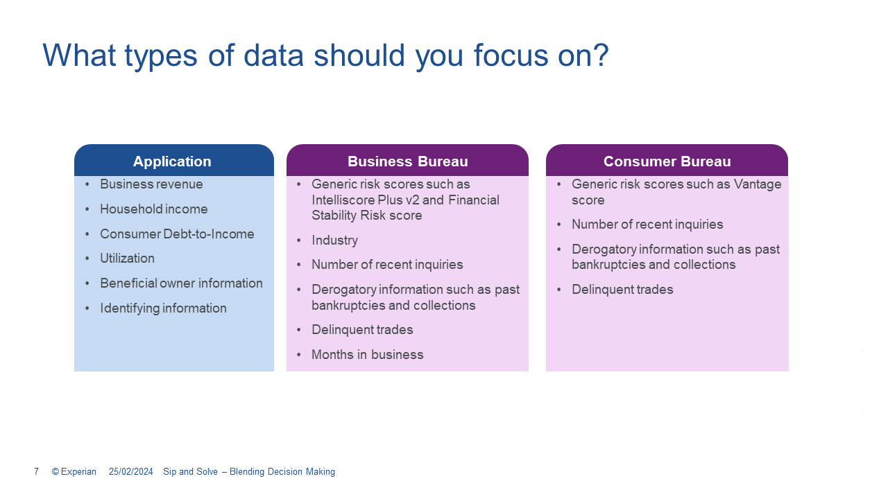 What types of data should you focus on?
