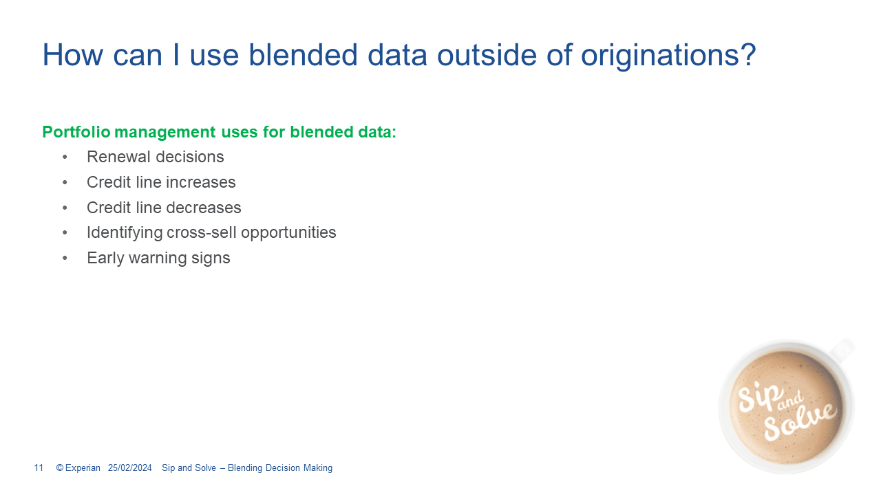 How can I use blended data outside originations?
