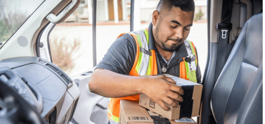 man with package
