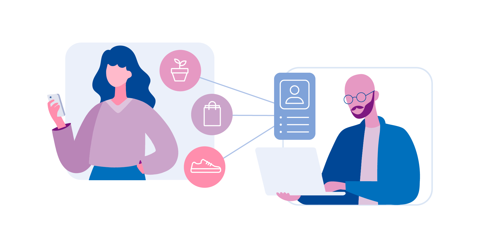 Two people working on phone and laptop