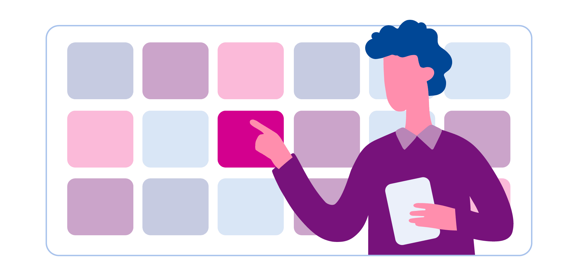 Illustration of a man selecting boxes