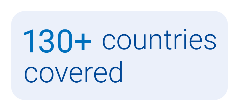130+ countries covered