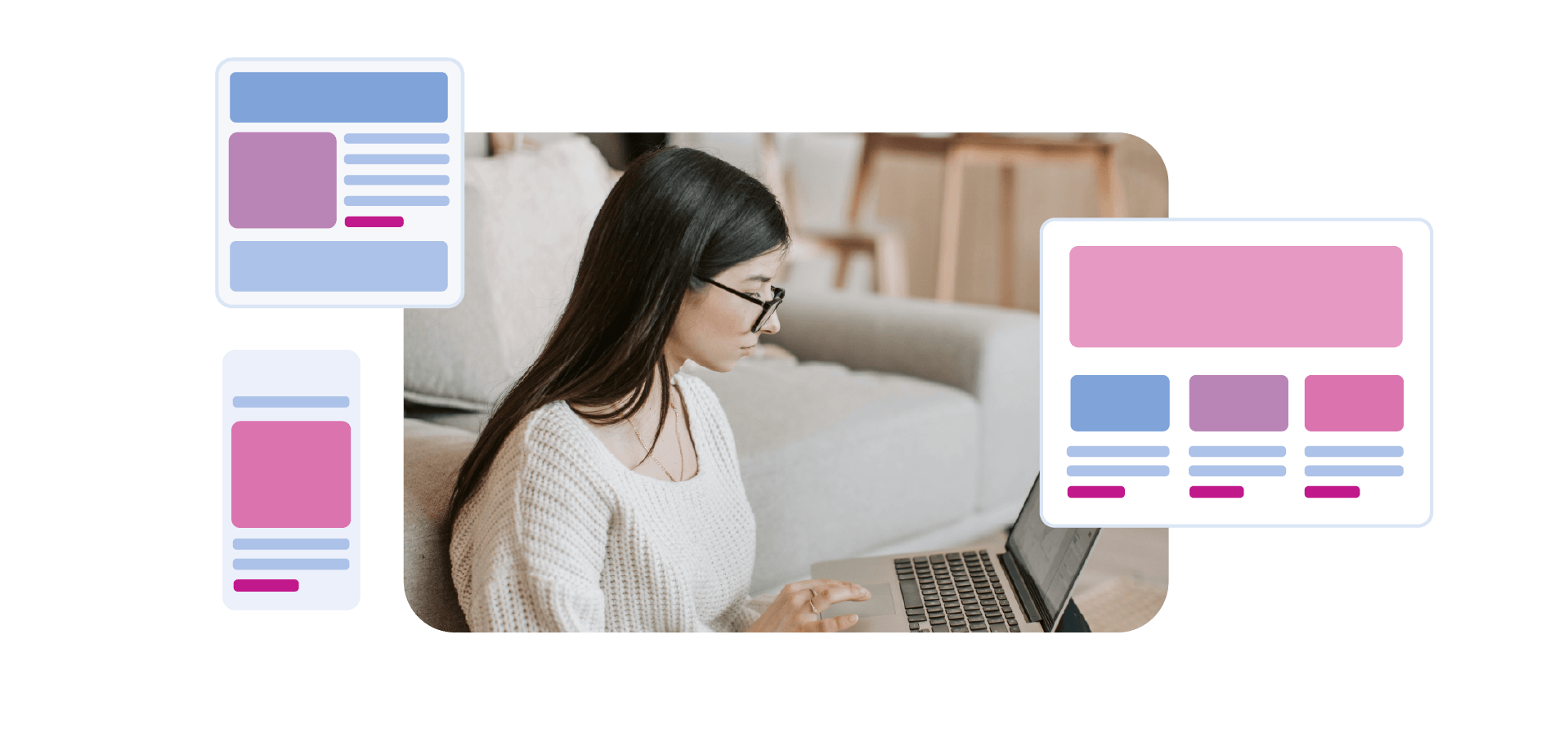 Woman looking at various channels