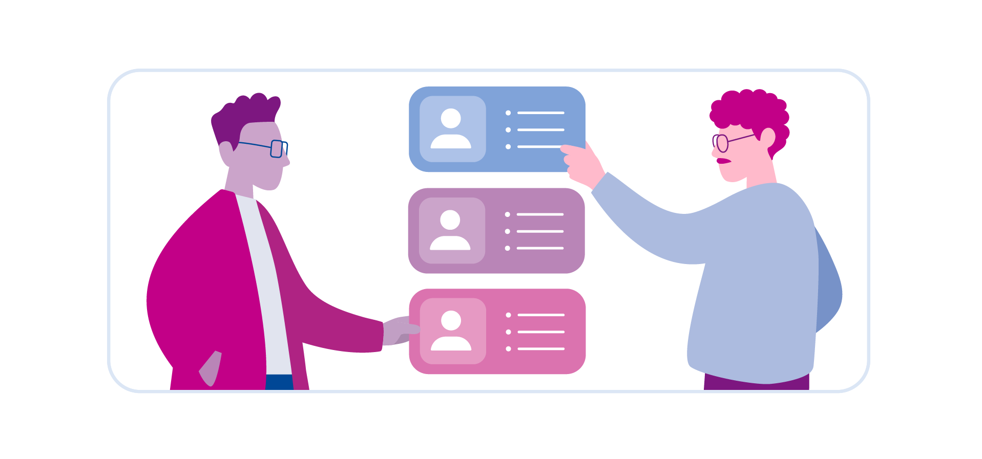 People selecting deals from a list