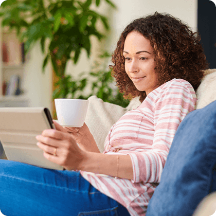 a woman on her tablet