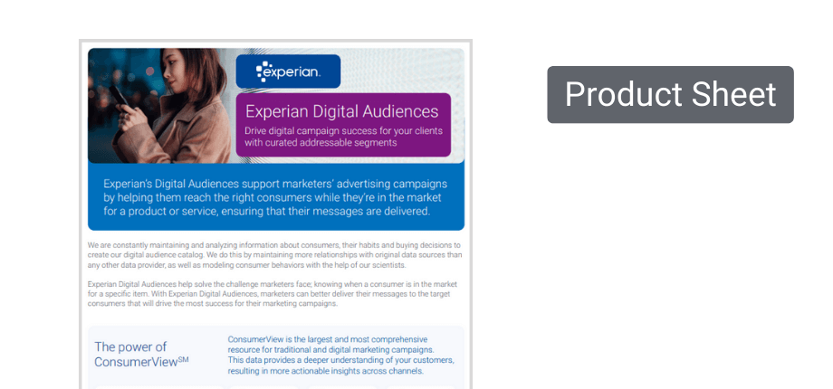 thumbnail of experian's digital audience product sheet 
