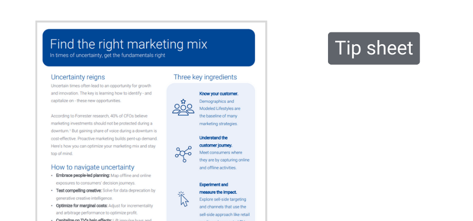 thumbnail for experian's marketing mix tip sheet 