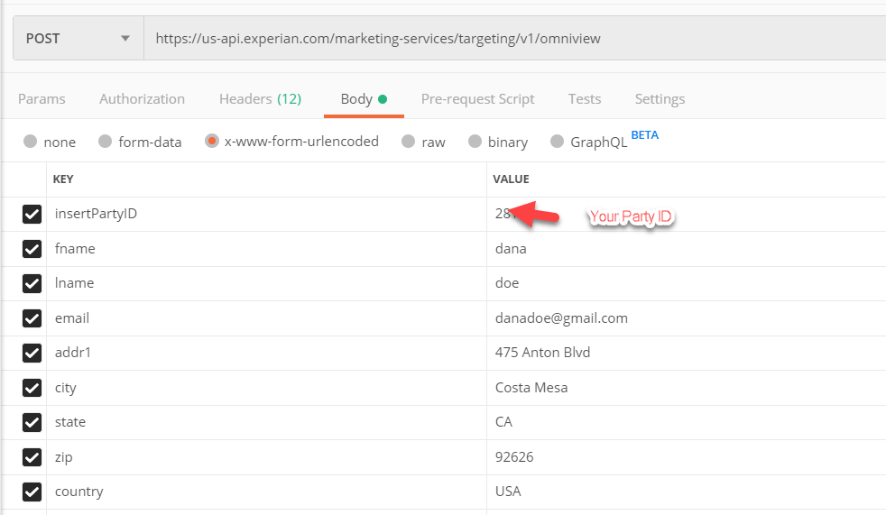 Sample OmniView Request