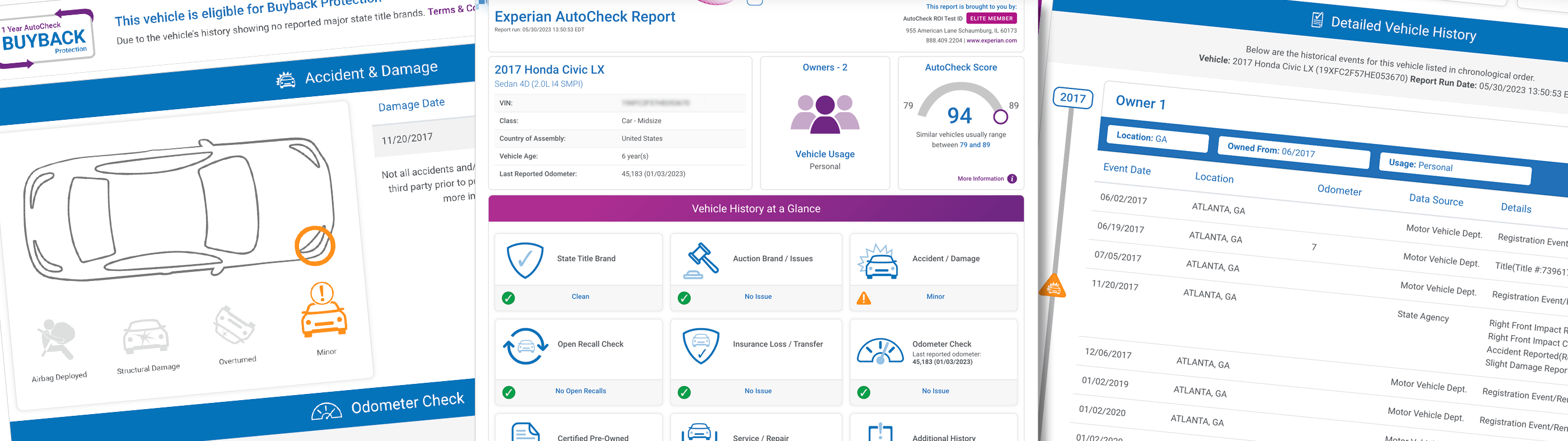 AutoCheck Vehicle History Report