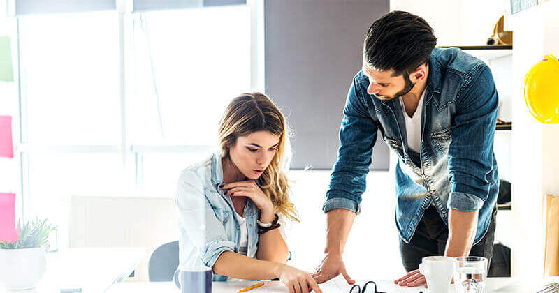 Business people working from office