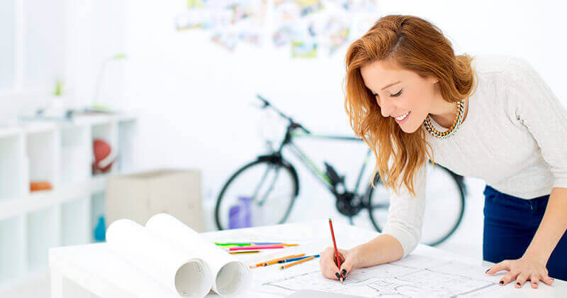 Female architect at work