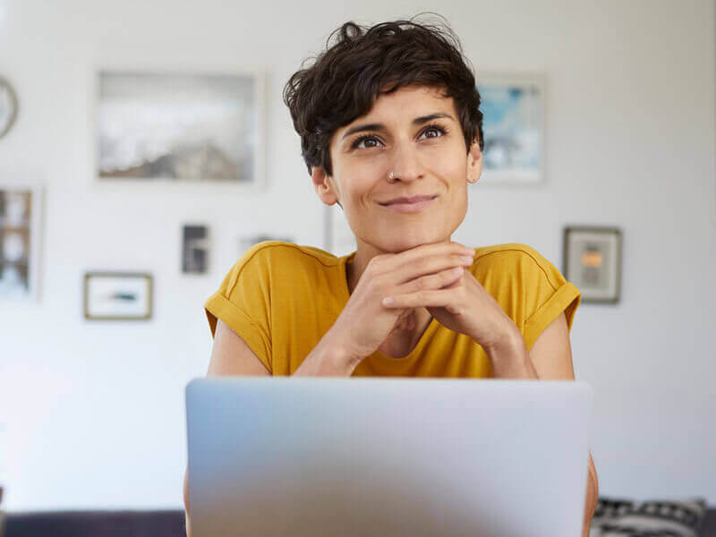 Smiling woman at home