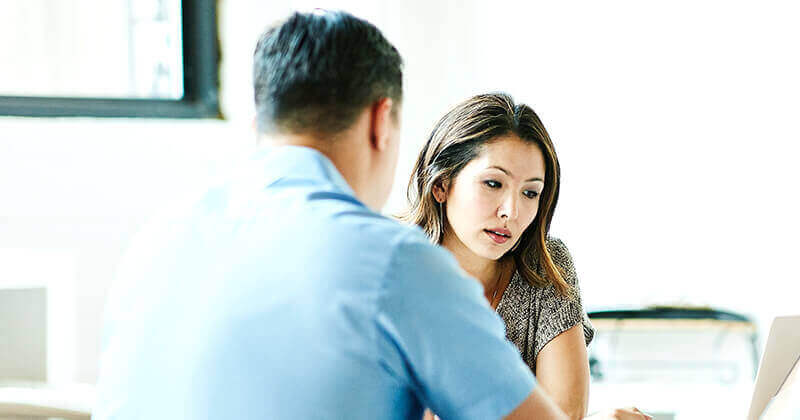 Woman looking at data