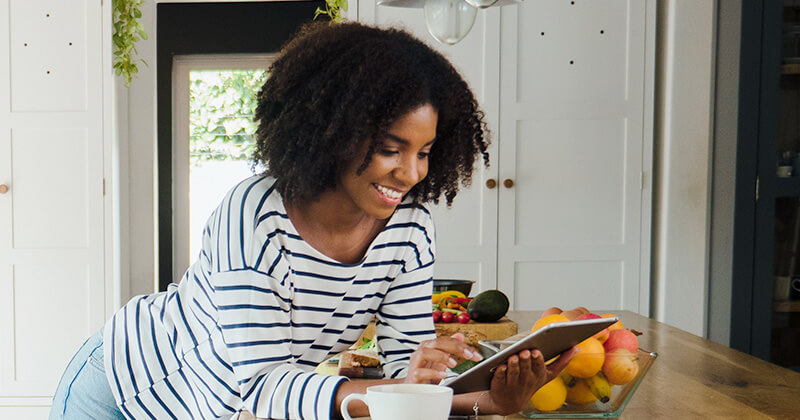 woman browsing tablet