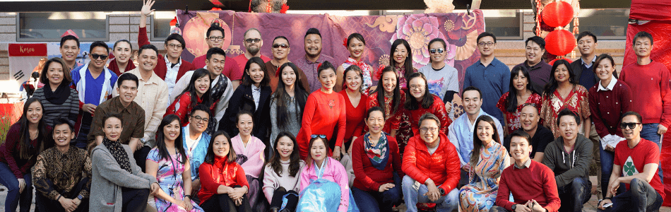 Members of the Asian-American ERG club posing for a picture during our annual Lunar New Year celebration