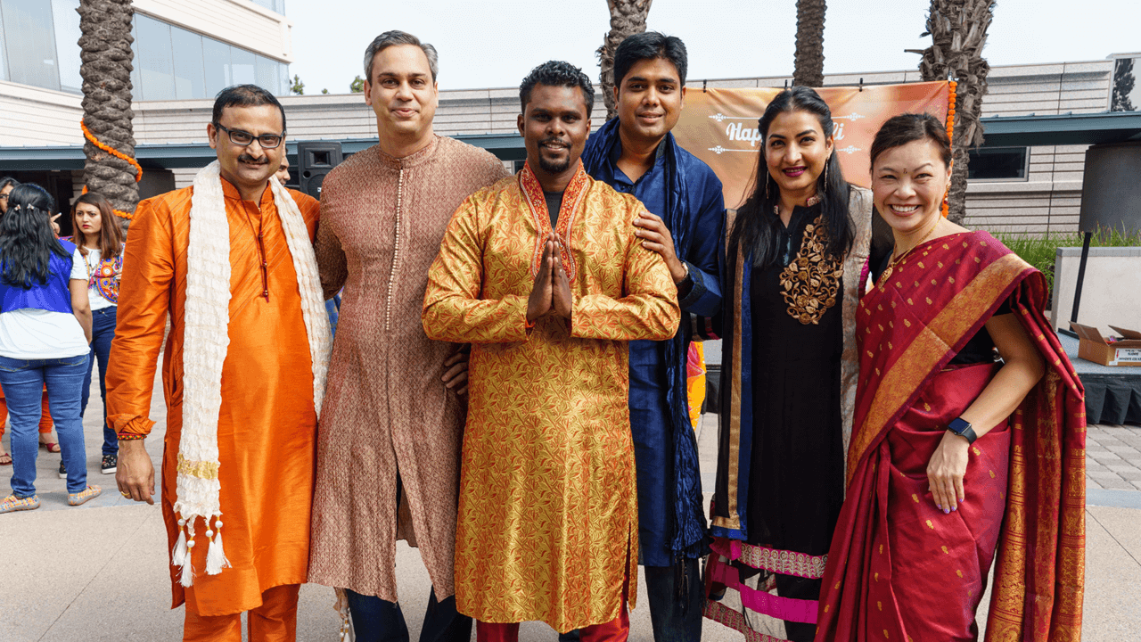 Experian employees posing for a picture during our annual Diwali celebration