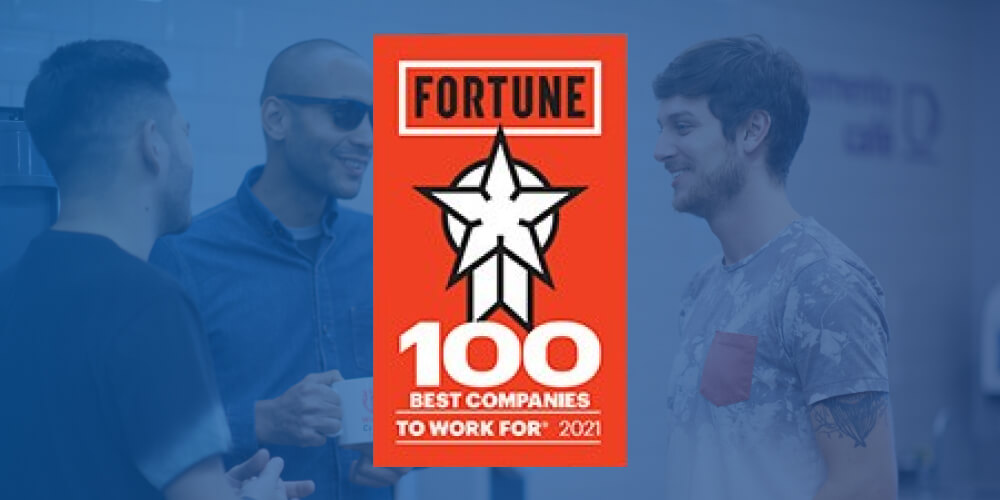 Banner for Experian's 2021 award from Fortune’s 100 Best Companies to Work For