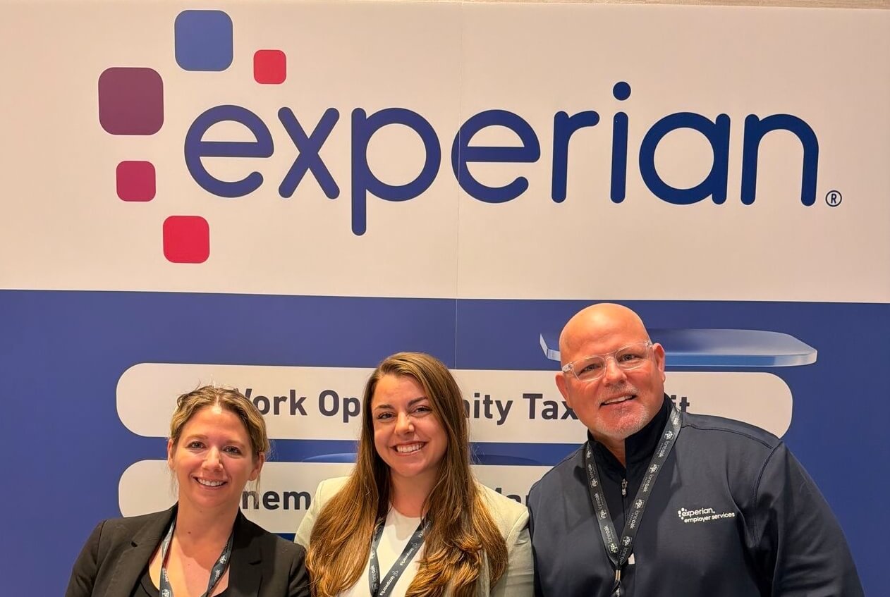 3 Experian employees at the booth at Tempworks 2026