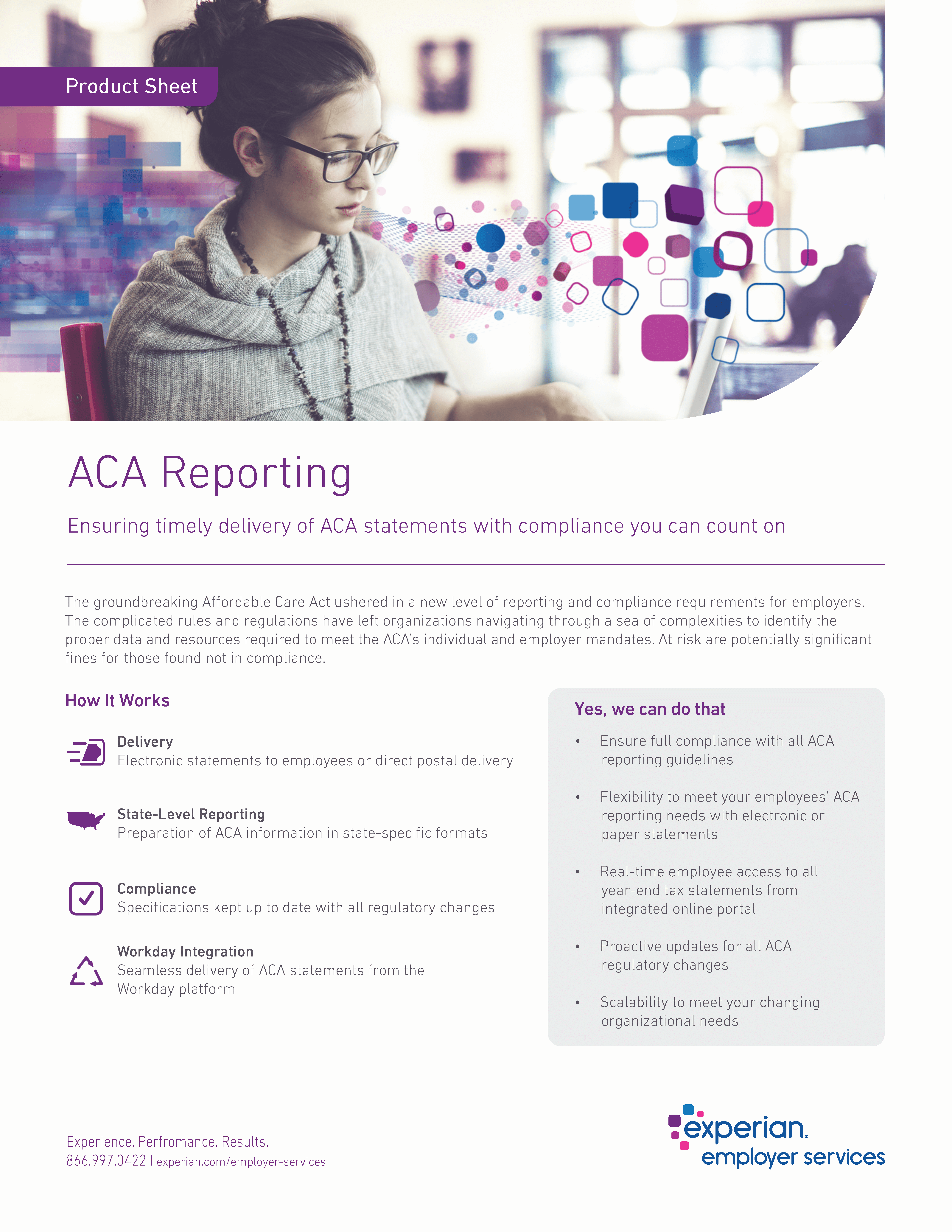 Thumbnail of Product Sheet ACA Reporting