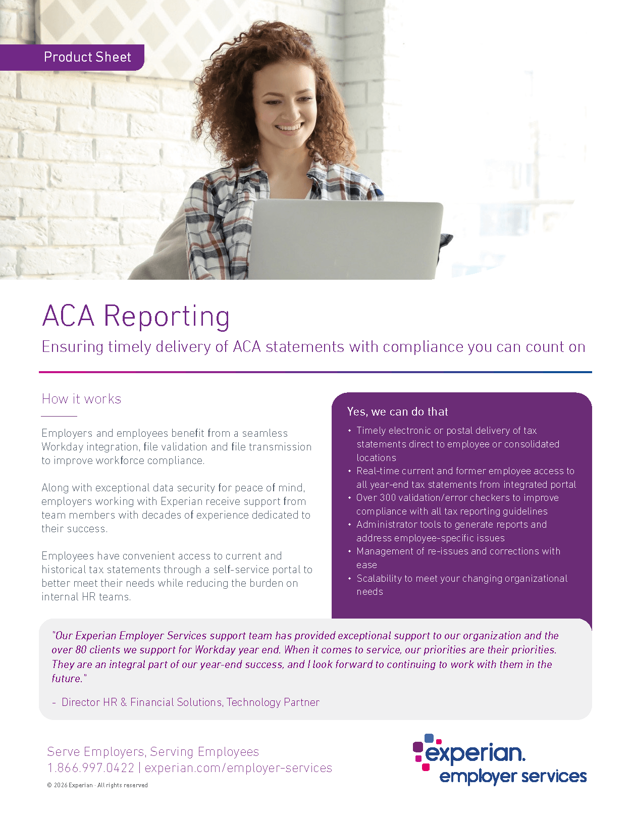 Thumbnail of Product Sheet ACA Reporting