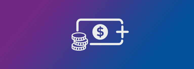 Icons depicting income verification for healthcare