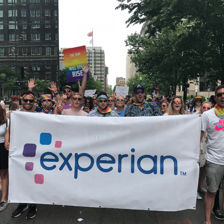 3 of 13 logos - Experian and Pride flags